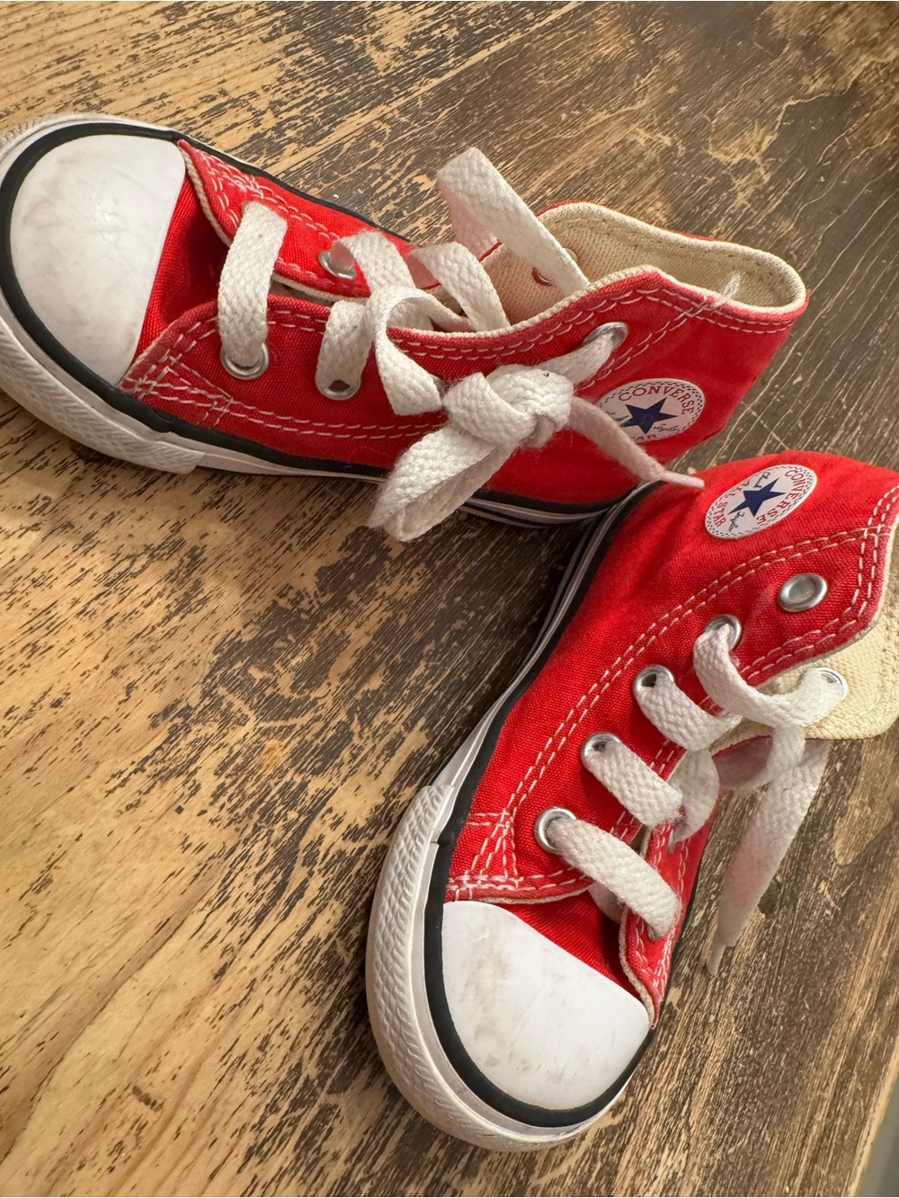 Converse Kids Red High-Top Canvas Sneakers with White Laces